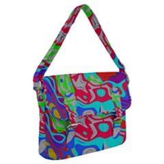 Colorful Distorted Shapes On A Grey Background                                                  Buckle Messenger Bag by LalyLauraFLM