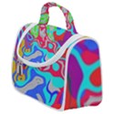 Colorful distorted shapes on a grey background                                                  Satchel Handbag View1