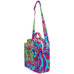 Colorful Distorted Shapes On A Grey Background                                                  Crossbody Day Bag by LalyLauraFLM