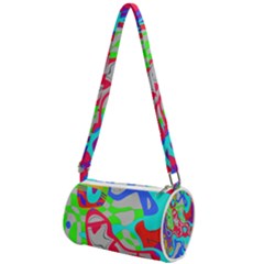 Colorful Distorted Shapes On A Grey Background                                               Mini Cylinder Bag