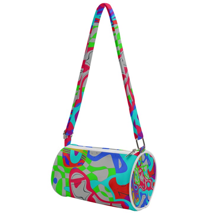 Colorful distorted shapes on a grey background                                               Mini Cylinder Bag