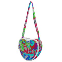 Colorful Distorted Shapes On A Grey Background                                                 Heart Shoulder Bag by LalyLauraFLM