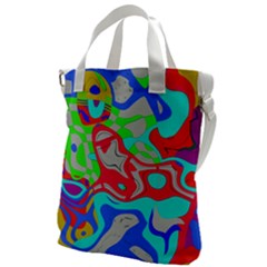 Colorful Distorted Shapes On A Grey Background                                                 Canvas Messenger Bag by LalyLauraFLM