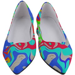 Colorful Distorted Shapes On A Grey Background                                                Women s Block Heels