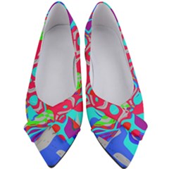 Colorful Distorted Shapes On A Grey Background                                                 Women s Bow Heels