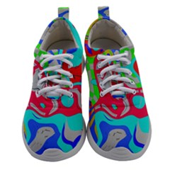 Colorful Distorted Shapes On A Grey Background                                                  Women Athletic Shoes by LalyLauraFLM