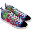 Colorful distorted shapes on a grey background                                                    Men s Mid-Top Canvas Sneakers View3