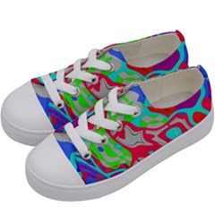 Colorful Distorted Shapes On A Grey Background                                                    Kids  Low Top Canvas Sneakers by LalyLauraFLM