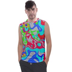 Colorful Distorted Shapes On A Grey Background                                                   Men s Regular Tank Top