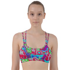 Colorful Distorted Shapes On A Grey Background                                                        Line Them Up Sports Bra by LalyLauraFLM