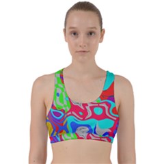 Colorful Distorted Shapes On A Grey Background                                                        Back Weave Sports Bra by LalyLauraFLM