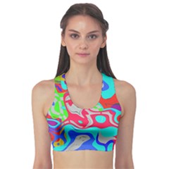 Colorful Distorted Shapes On A Grey Background                                                    Women s Sports Bra by LalyLauraFLM