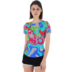 Colorful Distorted Shapes On A Grey Background                                                     Back Cut Out Sport Tee