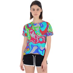 Colorful Distorted Shapes On A Grey Background                                                    Open Back Sport Tee by LalyLauraFLM