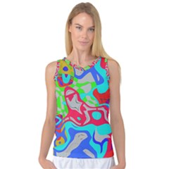 Colorful Distorted Shapes On A Grey Background                                                     Women s Basketball Tank Top by LalyLauraFLM