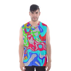 Colorful Distorted Shapes On A Grey Background                                                     Men s Basketball Tank Top by LalyLauraFLM