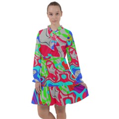 Colorful Distorted Shapes On A Grey Background                                                       All Frills Chiffon Dress