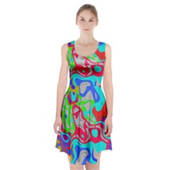 Colorful Distorted Shapes On A Grey Background                                                         Racerback Midi Dress by LalyLauraFLM