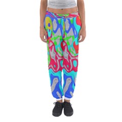 Colorful Distorted Shapes On A Grey Background                                                     Women s Jogger Sweatpants by LalyLauraFLM