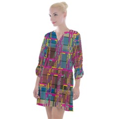 Colorful Shapes Texture                                                    Open Neck Shift Dress by LalyLauraFLM