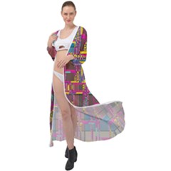 Colorful Shapes Texture                                                      Maxi Chiffon Beach Wrap by LalyLauraFLM