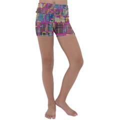 Colorful Shapes Texture                                                   Kids  Lightweight Velour Yoga Shorts by LalyLauraFLM