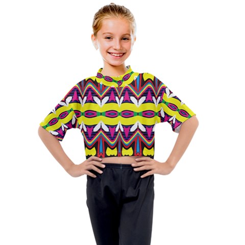 Colorful Shapes                                                 Kids Mock Neck Tee by LalyLauraFLM