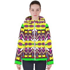 Colorful Shapes                                                  Women s Hooded Puffer Jacket by LalyLauraFLM