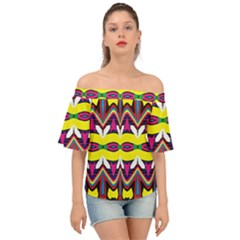 Colorful Shapes                                                  Off Shoulder Short Sleeve Top by LalyLauraFLM