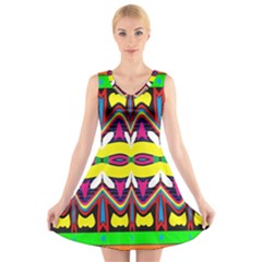 Colorful Shapes                                               V-neck Sleeveless Dress