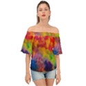 Colorful watercolors texture                                                   Off Shoulder Short Sleeve Top View1