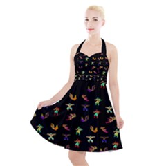 Lucha-adore Halter Party Swing Dress  by kitfoxart