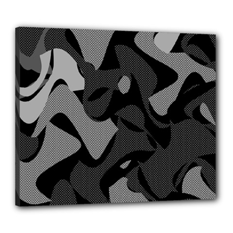 Trippy, Asymmetric Black And White, Paint Splash, Brown, Army Style Camo, Dotted Abstract Pattern Canvas 24  X 20  (stretched) by Casemiro