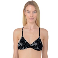 Trippy, Asymmetric Black And White, Paint Splash, Brown, Army Style Camo, Dotted Abstract Pattern Reversible Tri Bikini Top by Casemiro