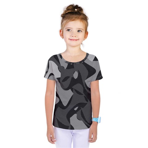 Trippy, Asymmetric Black And White, Paint Splash, Brown, Army Style Camo, Dotted Abstract Pattern Kids  One Piece Tee by Casemiro