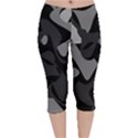 Trippy, asymmetric Black and white, Paint Splash, Brown, Army Style Camo, Dotted Abstract Pattern Velvet Capri Leggings  View1