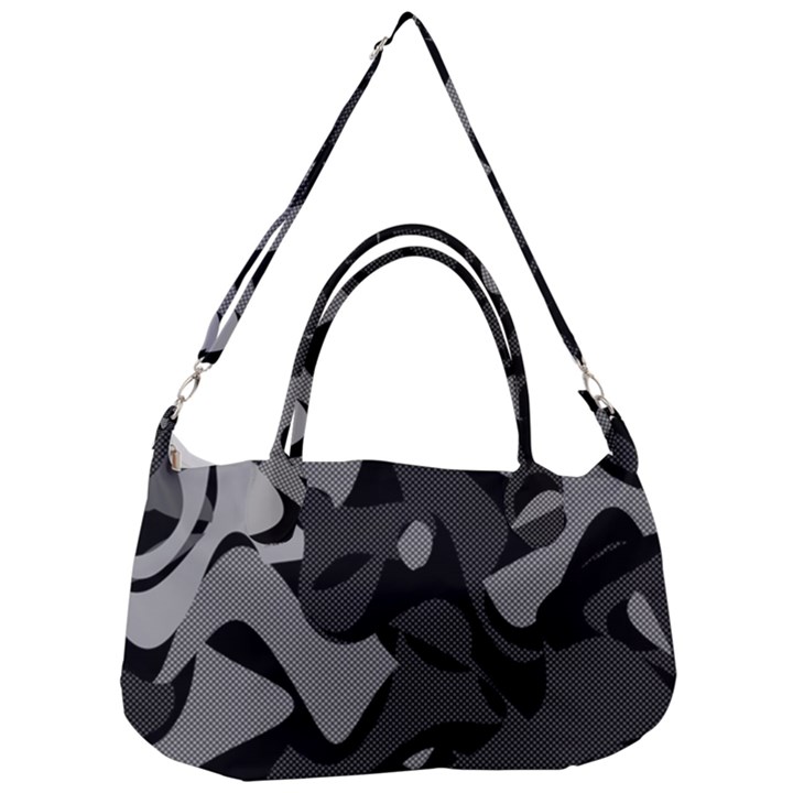 Trippy, asymmetric Black and white, Paint Splash, Brown, Army Style Camo, Dotted Abstract Pattern Removal Strap Handbag