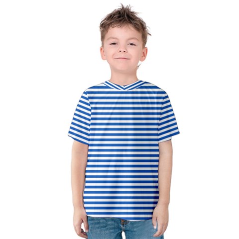 Classic Marine Stripes Pattern, Retro Stylised Striped Theme Kids  Cotton Tee by Casemiro