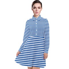 Classic Marine Stripes Pattern, Retro Stylised Striped Theme Long Sleeve Chiffon Shirt Dress by Casemiro