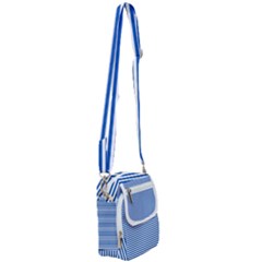 Classic Marine Stripes Pattern, Retro Stylised Striped Theme Shoulder Strap Belt Bag by Casemiro