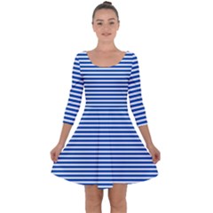 Classic Marine Stripes Pattern, Retro Stylised Striped Theme Quarter Sleeve Skater Dress by Casemiro