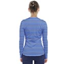 Classic marine stripes pattern, retro stylised striped theme V-Neck Long Sleeve Top View2