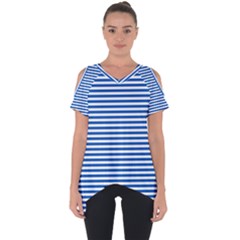 Classic Marine Stripes Pattern, Retro Stylised Striped Theme Cut Out Side Drop Tee by Casemiro