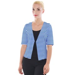 Classic Marine Stripes Pattern, Retro Stylised Striped Theme Cropped Button Cardigan by Casemiro