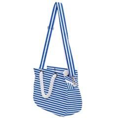 Classic Marine Stripes Pattern, Retro Stylised Striped Theme Rope Handles Shoulder Strap Bag by Casemiro