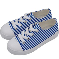 Classic Marine Stripes Pattern, Retro Stylised Striped Theme Kids  Low Top Canvas Sneakers by Casemiro