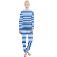 Classic Marine Stripes Pattern, Retro Stylised Striped Theme Women s Lounge Set by Casemiro