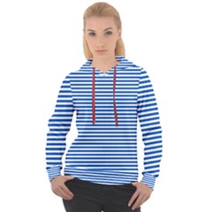 Classic Marine Stripes Pattern, Retro Stylised Striped Theme Women s Overhead Hoodie