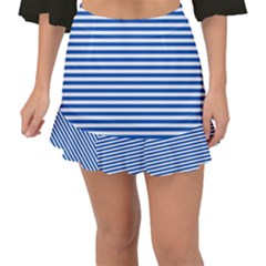 Classic Marine Stripes Pattern, Retro Stylised Striped Theme Fishtail Mini Chiffon Skirt by Casemiro