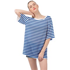 Classic Marine Stripes Pattern, Retro Stylised Striped Theme Oversized Chiffon Top by Casemiro